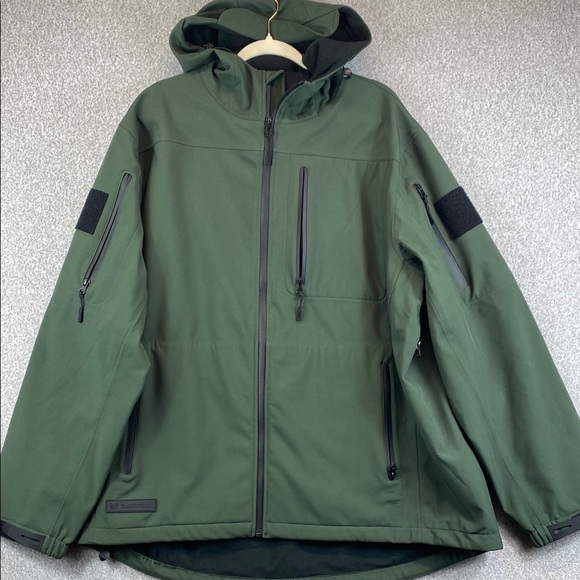 Baerskin soft shell jacket mens 2XL water resistant green hoodie gorpcore gear - Picture 1 of 13